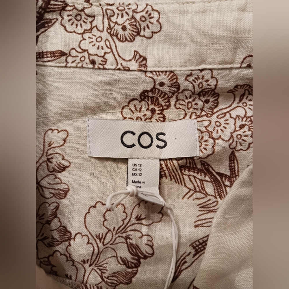 NWT COS Botanical Print Linen Button Down Shirt Size 12 - Picture 4 of 6